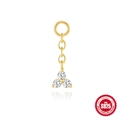 Vergoldeter S925 Sterling Silber Ohrring-Anhänger mit drei funkelnden Zirkonsteinen - Dreieckiger Anhänger Mit Drei Steinen (Einzel Gold #2)