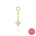S925 Sterling Silber Sternanhänger in Goldoptik mit funkelnden Zirkoniasteinen - Vierblättrige Blume Stern Anhänger (Einzel Gold #3)