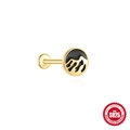 Clou d'oreille en argent S925 doré avec émail noir tourbillonnant et dos plat - Or