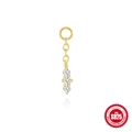 Elegante S925 Sterlingsilber Ohrhänger vergoldet mit drei runden weißen Zirkonia-Steinen - Dreifacher Vertikaler Runder Steinanhänger (Einzel Gold #4)