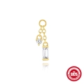 Vergoldeter S925 Sterlingsilber Ohrring Anhänger mit runden und eckigen Zirkonia Steinen - Kette Verbunden Runder Eckiger Stein Anhänger (Einzel Gold #6)