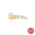 S925 Sterling Silber Ohrstecker vergoldet mit fünf funkelnden Zirkonia-Steinen - Gebogene 5-Steine / Gold