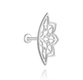 S925 sterling silver lotus stud earring with hollow petals and flat back screw design - Hollow Lotus Shape (Single White Gold #4) / White Gold