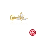 Elegant gold S925 silver ear stud featuring marquise zircon stones in leaf design - Flower Cluster Leaf Shape (Single Gold #2) / Gold