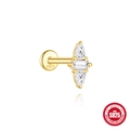 S925 sterling silver gold plated tragus stud featuring three crystal clear gemstones - Three Vertically Aligned Diamonds (Single Gold #5)
