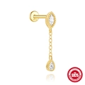 Gold S925 sterling silver ear stud with marquise cubic zirconia and dangling drop tassel - Marquise Teardrop Pendant Chain (Single Gold #8)