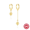 Minimalistische S925 Sterlingsilber Gold asymmetrische Stern Quaste Creolen auf weißem Grund - Asymmetrische Sternenkette (6109770430190)