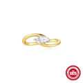 Elegant S925 sterling silver marquise cut ring with double band interlaced design - US 6 / Marquise Bypass (60108972002C) / Gold