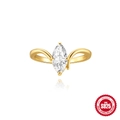 Elegant S925 sterling silver ring with marquise cut zircon and wave-shaped gold-plated band - US 6 / Marquise Cut (60108952313C) / Gold
