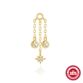 Orecchini con nappe in argento S925 placcato oro e ciondoli a stella in zirconia cubica - Tripla Catena Nappina Stella Zirconia (60263539160C) / Oro