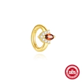 S925 sterling silver gold hoop ring with marquise red garnet and white zircon accents - Marquise / Single Piece (1.4 Thick) / Gold