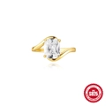 Elegant gold S925 sterling silver ring with rectangular cushion-cut sparkling diamond - Rectangular Cut (60109002583C)