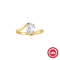 Elegant gold S925 sterling silver ring with oval cut cubic zirconia and crossover band - US 6 / Oval Cut (60108981941C) / Gold