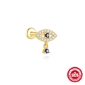 S925 Sterling Silber vergoldeter Evil Eye Ohrstecker mit blauen Steinen und Quaste - Böser Blick Anhänger (5938318717807) / Gold