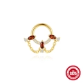 Gold-plated S925 sterling silver septum ring with red marquise stones and fine chains - Gold Tassel Red Garnet Style (#3)