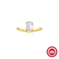 Elegant gold S925 sterling silver ring with oval diamond and wavy band design - Oval Bypass (60109012019C)