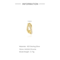 Detail of 925 sterling silver ear cuff with AAAAA zirconia and gold finish specifications - 6mm / Single Piece Gold