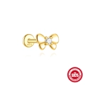 Gold plated S925 sterling silver bow labret earring with sparkling round zircon - Graceful Zirconia Butterfly Style / Gold