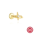 Golden S925 sterling silver star cartilage stud earring with sparkling zircon and flat back - Dreamy Planet Style / Gold