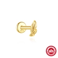 S925 sterling silver gold leaf labret stud earring for cartilage piercing jewelry - Triple Leaf Style / Gold