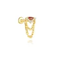 S925 silver gold-plated garnet earring with geometric diamonds and double tassels - Double Layer Arc Chain Style