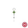 Ciondolo in argento sterling S925 con zircone verde e stella lucida a quattro punte - Stella a Quattro Punte Zirconia Rotonda Verde (60260980051) / Oro bianco
