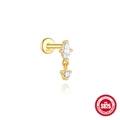 Goldener S925 Sterling Silber Ohrstecker mit Marquise-Zirkonia und Schraubverschluss - Marquise-Rund Doppelzirkonia (5938318717808) / Gold