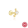 S925 Sterling Silber vergoldete Dreifach-Stern-Ohrstecker mit funkelndem Zirkonia-Inlay - Dreifach-Stern Design (5938318717810) / Gold