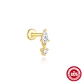 S925 Sterling Silber Ohrstecker vergoldet in Birnenform mit Mikro Zirkonia Stein - Tropfen Rund Doppelzirkonia (5938318717809) / Gold