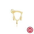 Ohrstecker aus S925 Sterlingsilber mit goldener Kette und geometrischem Stern - Gebogenes Dreifach-Tropfen-Design (5938318717813) / Gold