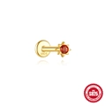 S925 sterling silver gold plated earring with red stone and S925 hallmark stamp - Starburst Round Stone Style