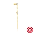Classic S925 sterling silver gold flower tassel earrings with dangling cubic zirconia - Gold Round Zirconia Single