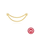 Double-layered 18k golden S925 sterling silver box chain with triple ring connectors - Double-Layer Box Chain / Gold