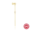 Golden S925 sterling silver chain threader earring with a sparkling star and zircon charm - Gold 8-Pointed Star Single