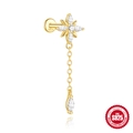 Eleganter S925 Sterlingsilber Stern Ohrstecker vergoldet mit Zirkonia-Tropfenanhänger - Sternenregen Quastenanhänger (5938318717812) / Gold
