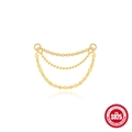 S925 sterling silver triple layer chain connector with beads and sequin links - Triple Layer Mixed / Gold