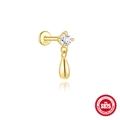 Labret-Ohrstecker aus S925 Sterlingsilber vergoldet mit Zirkonia und Tropfenanhänger - Gold Wassertropfen-Anhänger Stil (#4)
