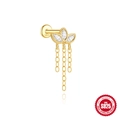Vergoldeter S925 Sterlingsilber Ohrstecker mit Quasten und Lotus-Zirkonia-Blütenblättern - Gold Quastenkette Stil (#5)