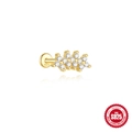 Goldener S925 Silber Blumenkrone Ohrstecker mit Schraubverschluss und klarem Zirkonia - Gold Blumencluster Krone Stil (#8)