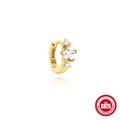 Classic 925 sterling silver gold-plated star hoop earring with sparkling zirconia - Star Style (#2-Single) / 925 Silver / Gold