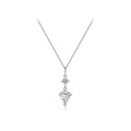 S925 sterling silver necklace with kite shaped water drop pendant and round zircon stone - Platinum
