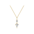 Golden S925 silver necklace with kite-cut and round white stones in vertical drop style - 18K Gold