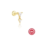 S925 Sterling Silber Knorpelstecker mit doppelten Dreieck-Zirkonia in Gold-Finish - Gold Doppel-Dreieck Stil (#9)