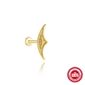 Goldener S925 Sterling Silber Halbmond Ohrstecker mit feiner Relief-Strukturierung - Einzelstück-Mondsichelhohler Lotus / 1 Stück (1.2*8mm) / Gold