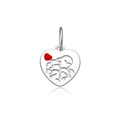 S925 sterling silver heart pendant with red enamel accent and polished finish - Hollow Deep Relief Heart Style (MMN547-2)