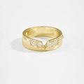 Bague en argent S925 plaqué or 18K en forme de V irrégulier avec zircons marquise - US 6 / Or 18 carats