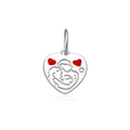 S925 sterling silver heart pendant with mother and child motif and red enamel - Mother-Infant Embrace Freehand Heart Style (MMN547-4)