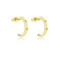 Pendientes de aro en C de plata S925 bañados en oro con detalles de circón amarillo - Plata 925 / Esmalte Amarillo Claro
