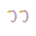 Pendientes de aro en C de plata S925 con esmalte púrpura y pequeñas piedras moradas - Plata 925 / Esmalte Púrpura