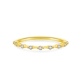 Minimalist S925 sterling silver ring with gold finish and small cubic zirconia stones - US 6 / Gold